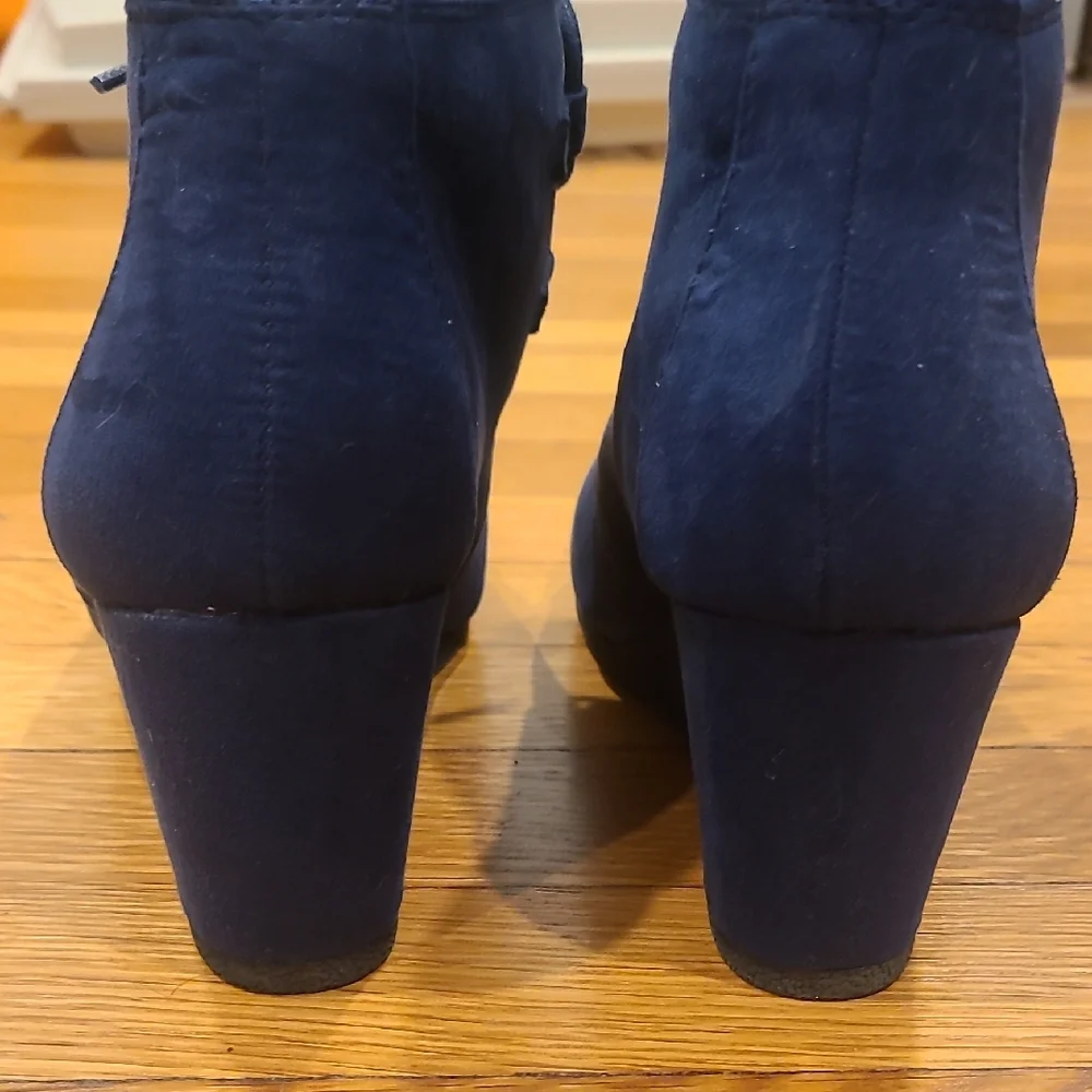 Navy Wedge Ankle Boots Size 8 1/2